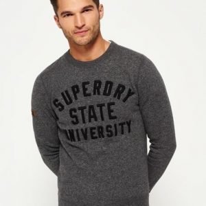 Superdry Pyöreäkauluksinen Applique Collegepaita Harmaa