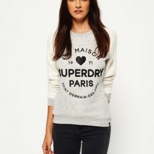 Superdry Pyöreäkauluksinen Applique Slim Paita Harmaa