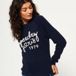 Superdry Pyöreäkauluksinen Applique Slim Paita Laivastonsininen