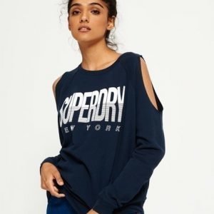 Superdry Pyöreäkauluksinen Cold Shoulder Neulepusero Laivastonsininen