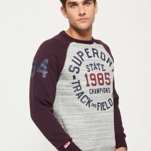 Superdry Pyöreäkauluksinen Trackster Baseball Neulepusero Harmaa