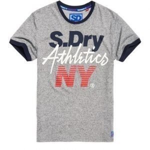 Superdry Sport Ringer T-paita Vaaleanharmaa