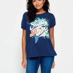 Superdry Stacker Tropical Boyfriend T-paita Laivastonsininen