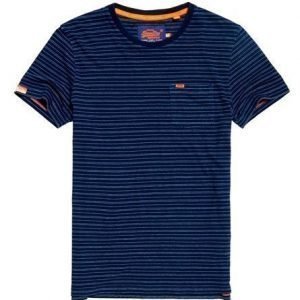 Superdry Taskullinen Orange Label Stripe Indigo T-paita Sininen
