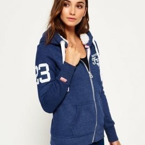 Superdry Teddyvuorinen Track & Field Vetoketjuhuppari Laivastonsininen