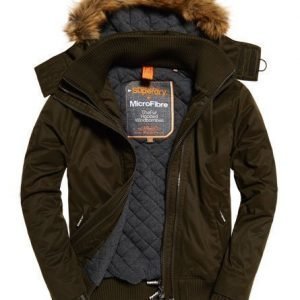 Superdry Tekoturkisreunahuppuinen Windbomber Mikrokuitutakki Ruskea