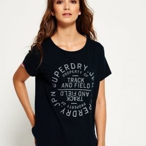 Superdry Track & Field Boyfriend T-paita Laivastonsininen