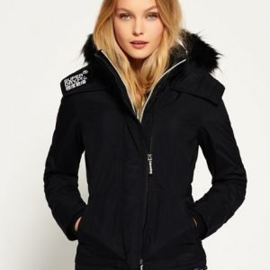 Superdry Turkisreunushuppuinen Sherpa Wind Attacker Takki Musta