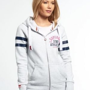 Superdry Vetoketjullinen Track & Field Huppari Vaaleanharmaa