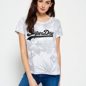 Superdry Vintage Logo Hawaiian Boyfriend T-paita Vaaleanharmaa