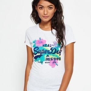 Superdry Vintage Logo Hibiscus T-paita Vaaleanharmaa