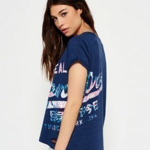 Superdry Vintage Logo Wrap Around Boyfriend T-paita Sininen