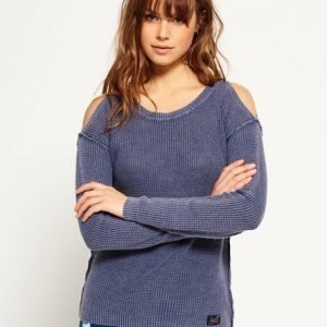 Superdry Vohvelineulepusero Avoimilla Olkapäillä Sininen