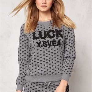 Svea Annika Crew Neck 671 Grey Heart Print