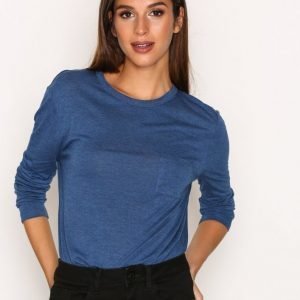 T By Alexander Wang Cropped Long Sleeve Tee W / Chest Pocket Pitkähihainen Paita Ocean