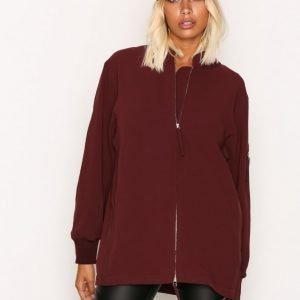 T By Alexander Wang Satin Back Crepe L / S Welded Bomber Takki Burgundy