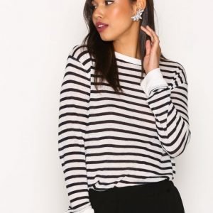 T By Alexander Wang Striped Slub Jersey L / S Crewneck Tee Pitkähihainen Paita Ink And Ivory