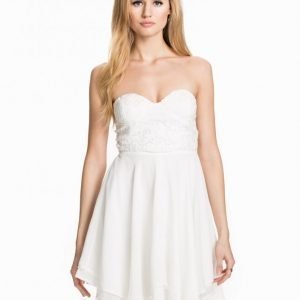 Te Amo Sequin Crochet Bustier Banadeu Short Dress Skater Mekko Valkoinen