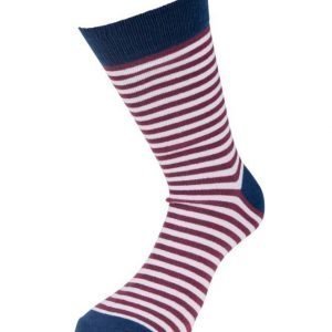 Tom Glory Striped Socks Wine/White