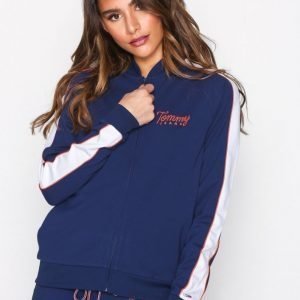 Tommy Jeans Tjw Track Jacket Hknit L Neuletakki Sininen / Valkoinen