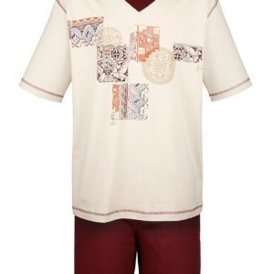 Top Ten Shortsipyjama Beige / Viininpunainen