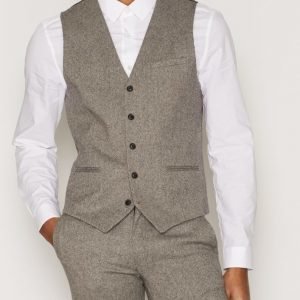 Topman Birdseye Suit Waistcoat Pukuliivi Stone