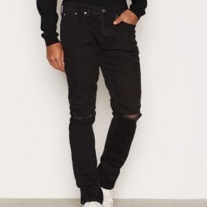 Topman Black Ripped Stretch Slim Jeans Farkut Black