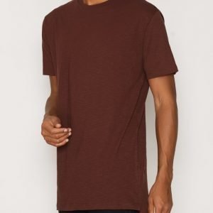 Topman Brown Step Hem Longline T-Shirt T-paita Brown