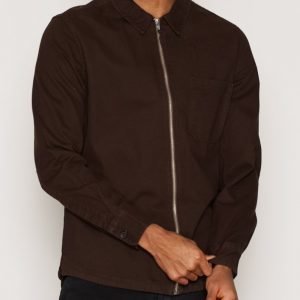 Topman Brown Zip Through Overshirt Kauluspaita Brown