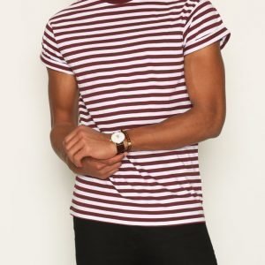 Topman Burgundy Stripe Muscle Fit Roller T-Shirt T-paita Burgundy