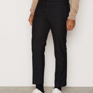 Topman Check Skinny Fit Cropped Trousers Pukuhousut Black