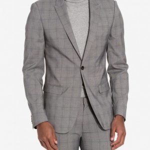 Topman Check Ultra Skinny Fit Suit Jacket Bleiseri Grey