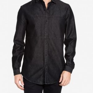 Topman Denim Long Sleeve Shirt Kauluspaita Black