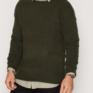 Topman Felt Split Pullover Pusero Olive