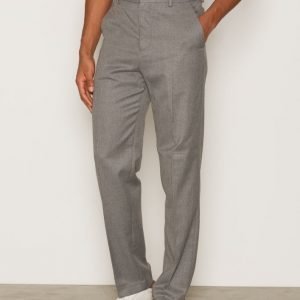 Topman Grey Flannel Wide Leg Smart Trousers Pukuhousut Grey