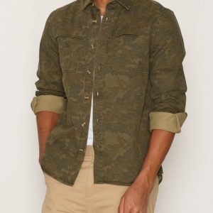 Topman Khaki Camo Overshirt Kauluspaita Khaki