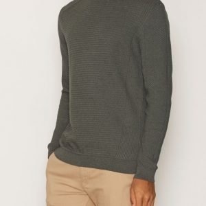 Topman Khaki Ribbed Slim Fit Cotton Jumper Pusero Khaki