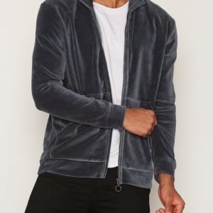 Topman LTD Grey Velour Track Top Pusero Black