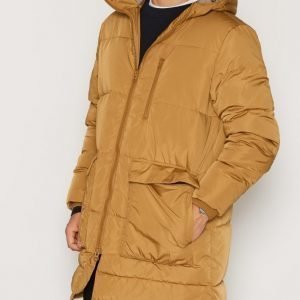 Topman LTD Mustard Premium Duck Down Longline Puffer Jacket Takki Yellow