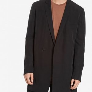 Topman LUX Black Longline Tencel Duster Coat Takki Black