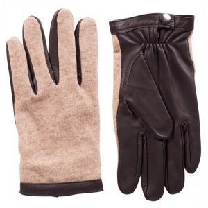 Topman Leather and Knitted Gloves Käsineet Stone