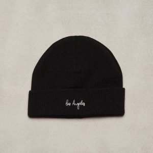 Topman Los Angeles Black Logo Beanie Pipo Black