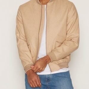 Topman Melton Wool Rich Smart Bomber Jacket Takki Light Brown