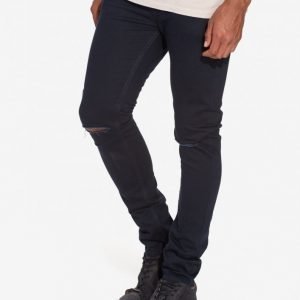 Topman Navy Ripped Stretch Skinny Jeans Farkut Dark Blue