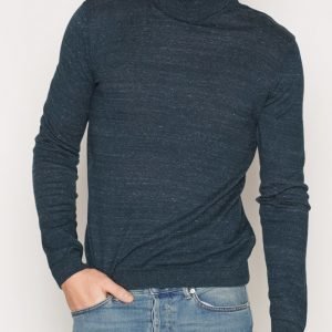 Topman Navy Slub Roll Neck Slim Fit Jumper Pusero Mid Blue