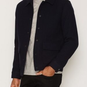 Topman Navy Waffle Textured Coach Jacket Takki Dark Blue