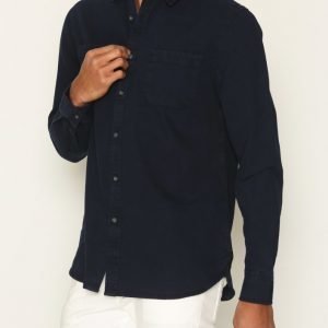 Topman Navy Washed Twill Casual Shirt Kauluspaita Navy Blue