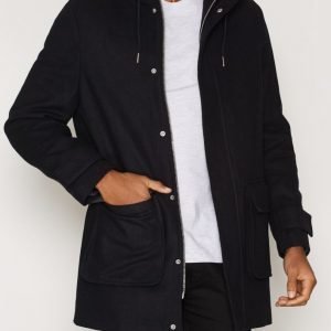 Topman Navy Wool Rich Parka Takki Navy