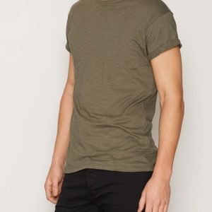 Topman Oil Green Slub T-shirt T-paita Khaki Green