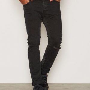 Topman Slim Fit Black Rip Jean Farkut Black